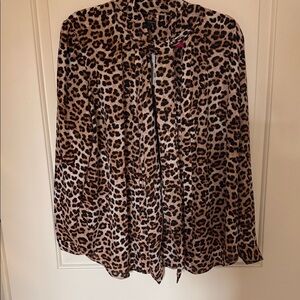 Ann Taylor Leopard-Print Blouse in Black and Brown